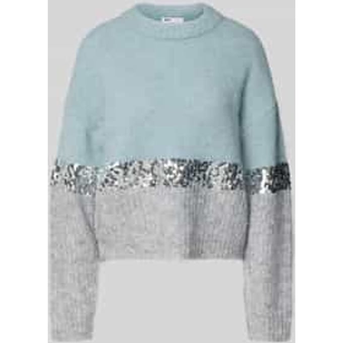 Only Maine Trui - Dames Sweater - Arona Sliver Sequins/Light Grey Mel