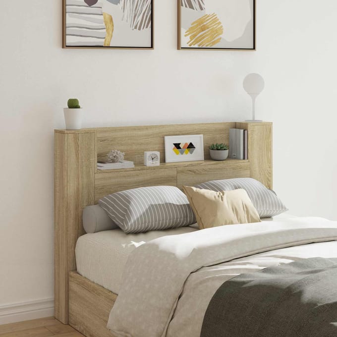 vidaXL - Hoofdeinde - Kast - met - LED - Sonoma - Eiken - Bewerkt - hout