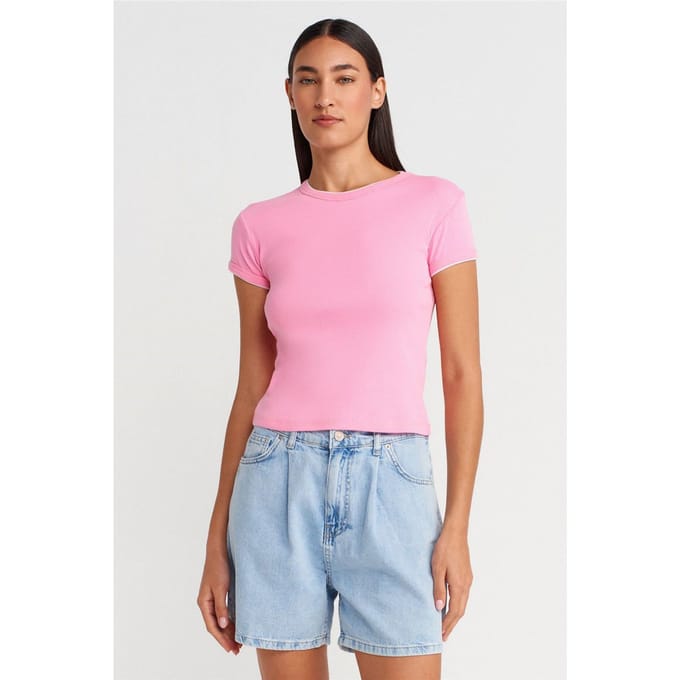 Dames Slim Fit Katoenen Crop T-Shirt
