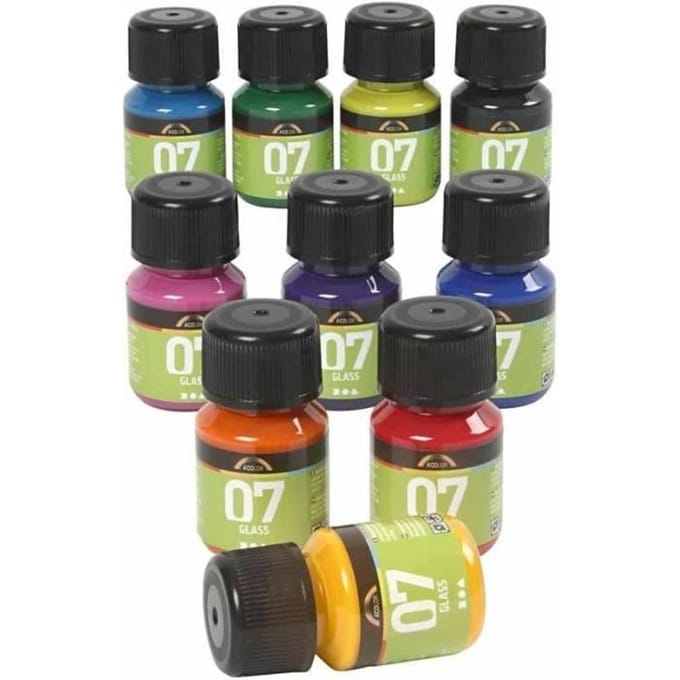 Creativ Company Permanent Glass Paint - Set of 10 Colors 30ml