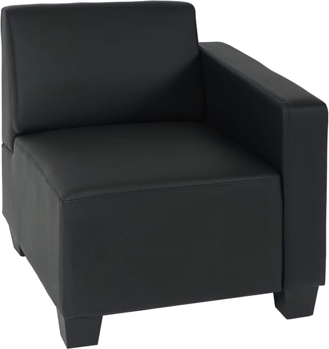 Modulair zijpaneel rechts, fauteuil met armleuning Lyon, kunstleer ~ zwart