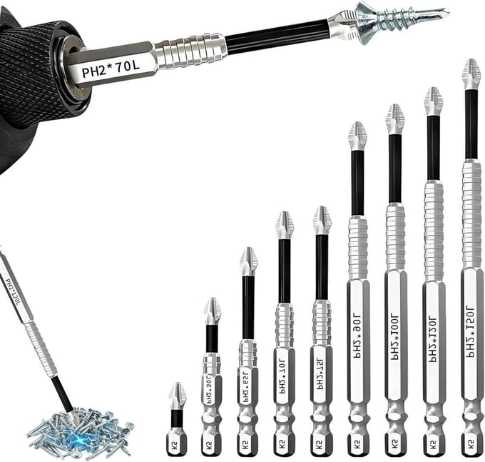 9-delige Schroevendraaier Bit Set met Sterke Magnetische Bits, Duurzaam en Antislip, Geschikt voor Diverse Klussen