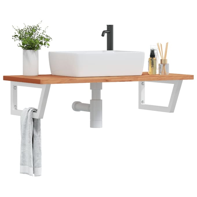 vidaXL - Badkamer - wandschap - staal - en - massief - beukenhout