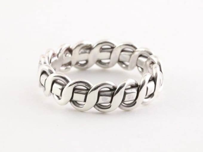 Zilveren kabelpatroon ring - maat 22