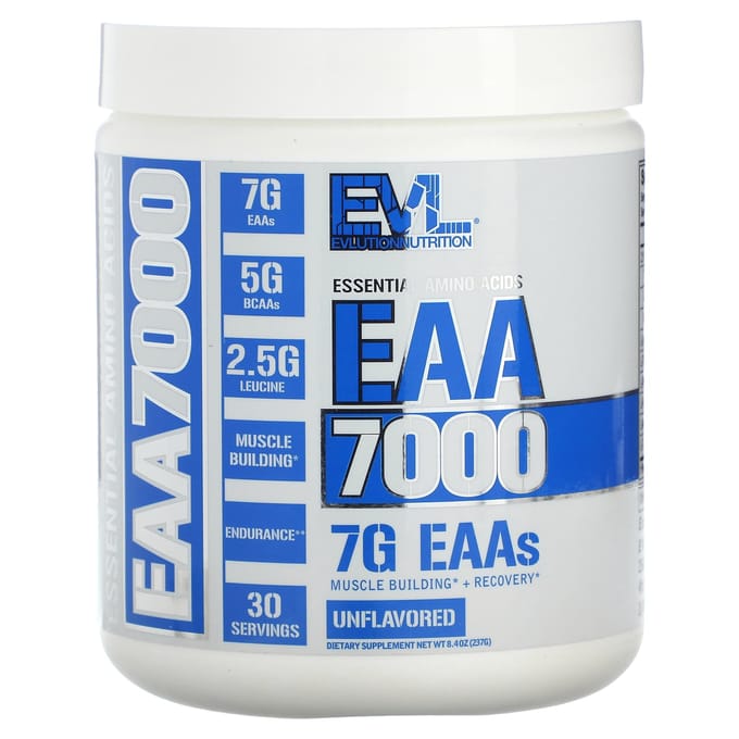 EVLution Nutrition, EAA 7000, Essentiële Aminozuren, Ongezoet, 238 g (237 gr)