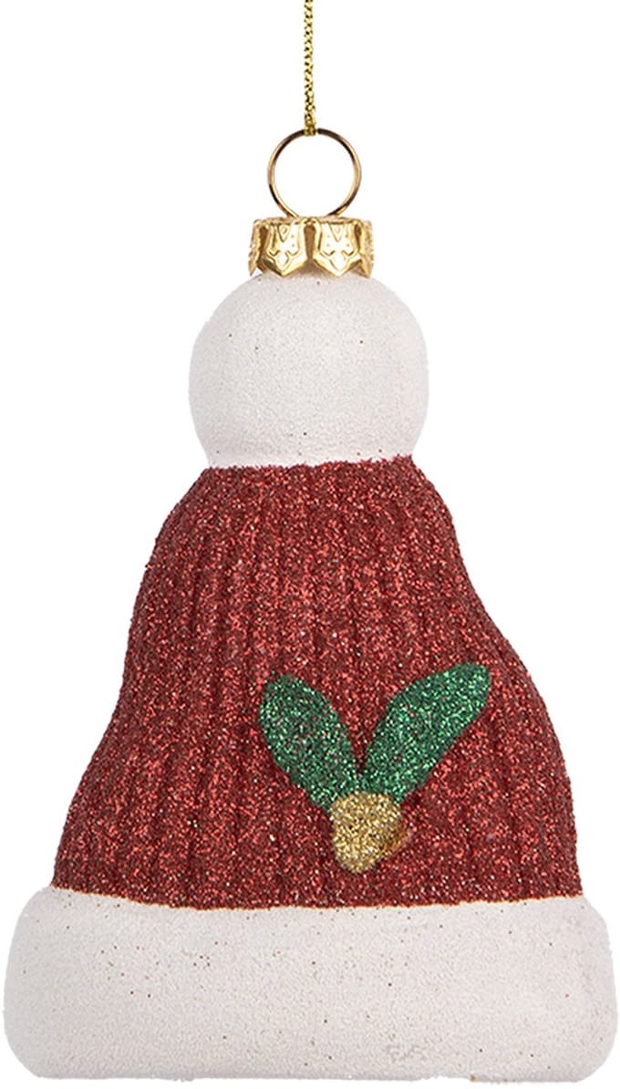 Clayre & Eef Kersthanger Kerstmuts 7x4x10 cm Rood Wit Kunststof
