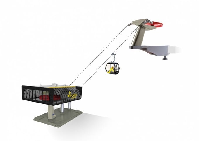 Jaegerndorfer - 84389 Kabelbaan D-Line Planai Zwart Geel Miniatuur Model - 1:32 - Kerstdorp