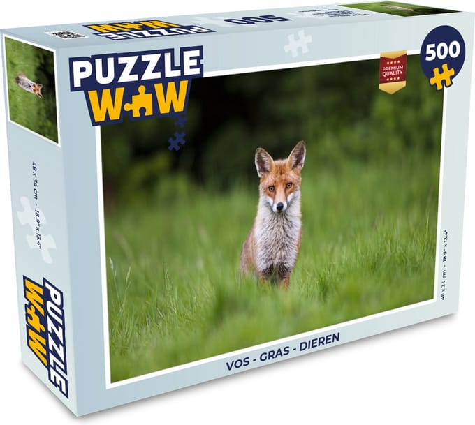 Puzzel Vos - Gras - Dieren - Legpuzzel - Puzzel 500 stukjes