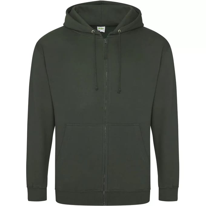 Vegan Hoodie met ritssluiting en capuchon Forest Green - M