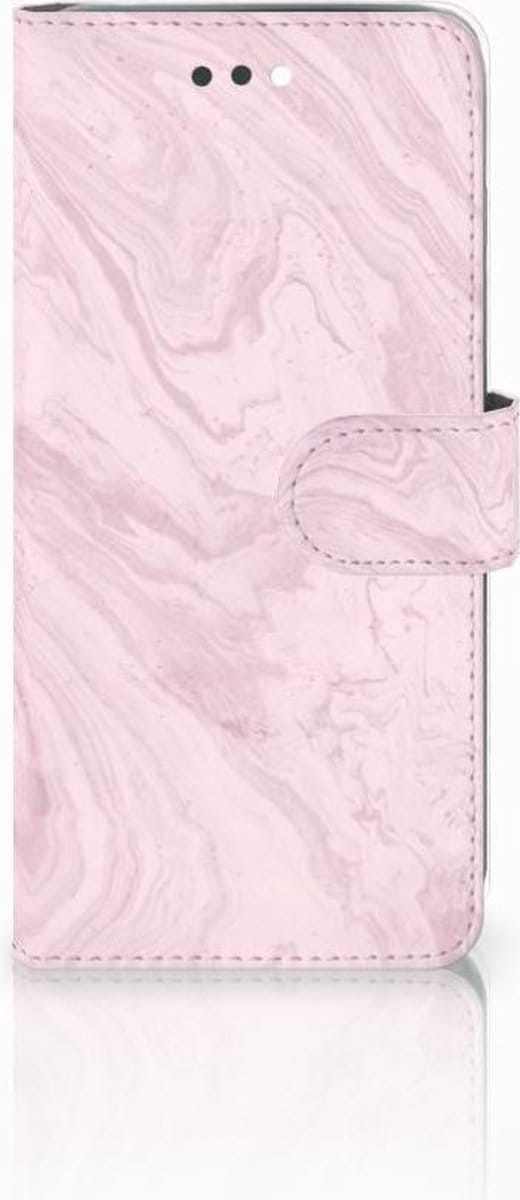 Apple iPhone 7 Plus | 8 Plus Bookcase Marble Pink - Origineel Cadeau Vriendin
