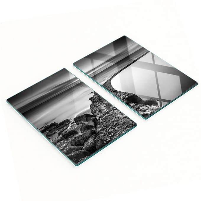 Decoratieve snijplanken van gehard glas, Pebble Beach-design, 2x40x52 cm