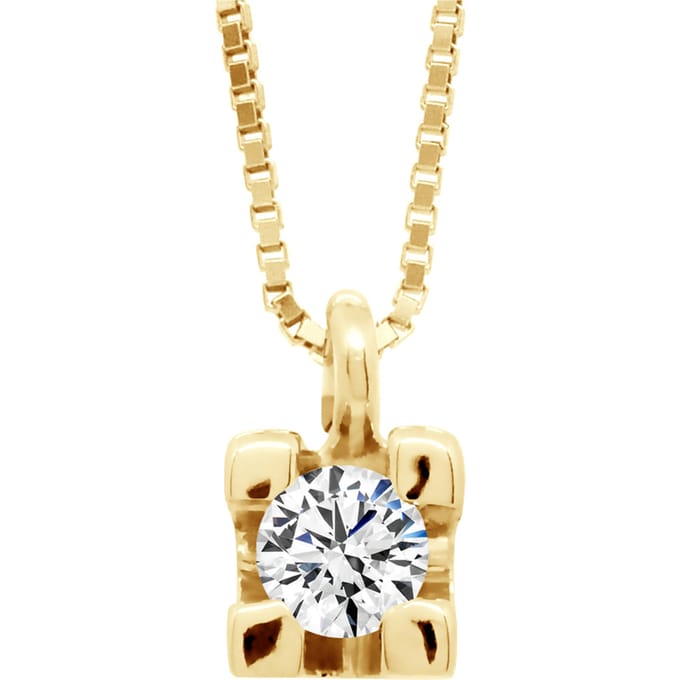 Solitaire diamanten halsketting 0,10 Cts Yellow Gold