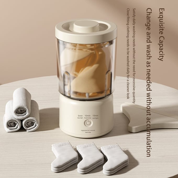 Multifunctionele 2-in-1 mini-wasmachine, oplaadbare wasmachine Geschikt voor ondergoed, sokkenwasmachine en wasbeker.