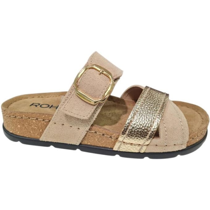 Rohde Leren Dames Slippers - Beige/Goud - 36