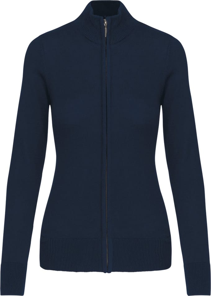 Kariban Dames cardigan met rits K962 - Navy - M