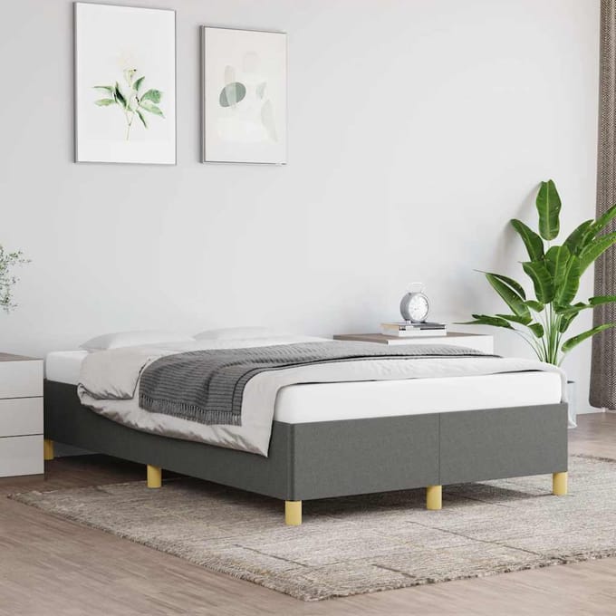 vidaXL - Bedframe - zonder - matras - 120x190 - cm - stof - donkergrijs