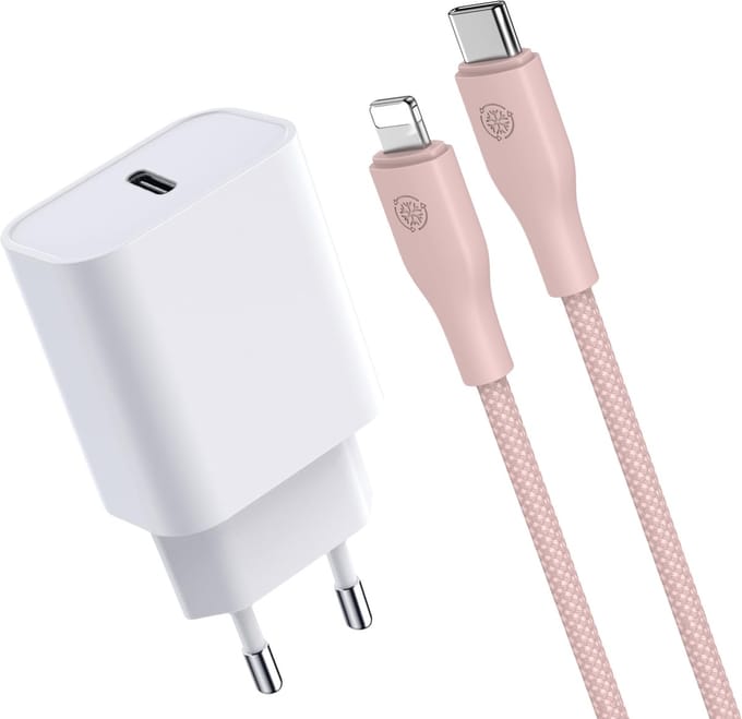 Usb-C Oplader Set geschikt voor iPhone Snellader - 1 Meter - 20w Fast Charge Lader met usb C Kabel - Roze