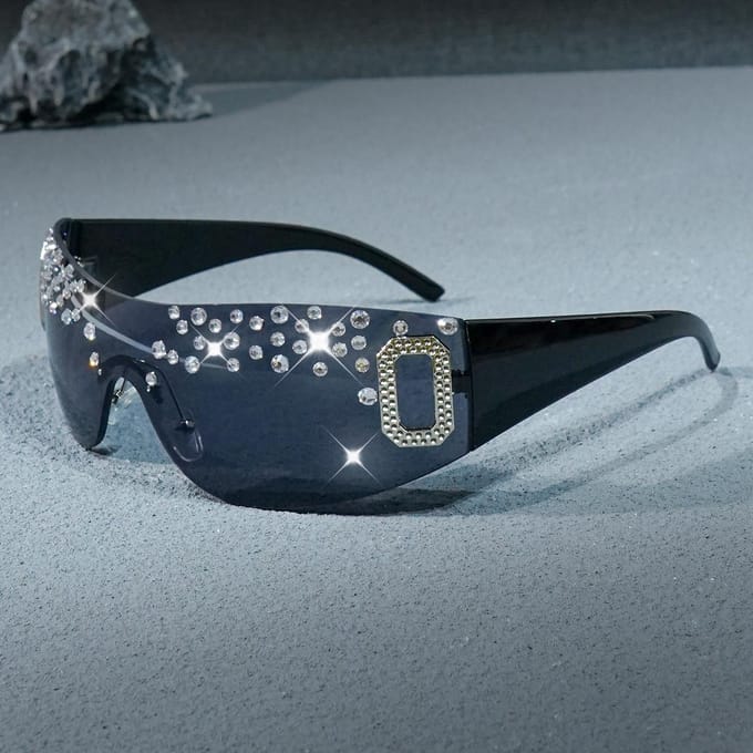 Strass Design Mode Dames Zonnebril Modieuze Buiten Strand elegante duurzame strakke hoge kwaliteit Bril gray