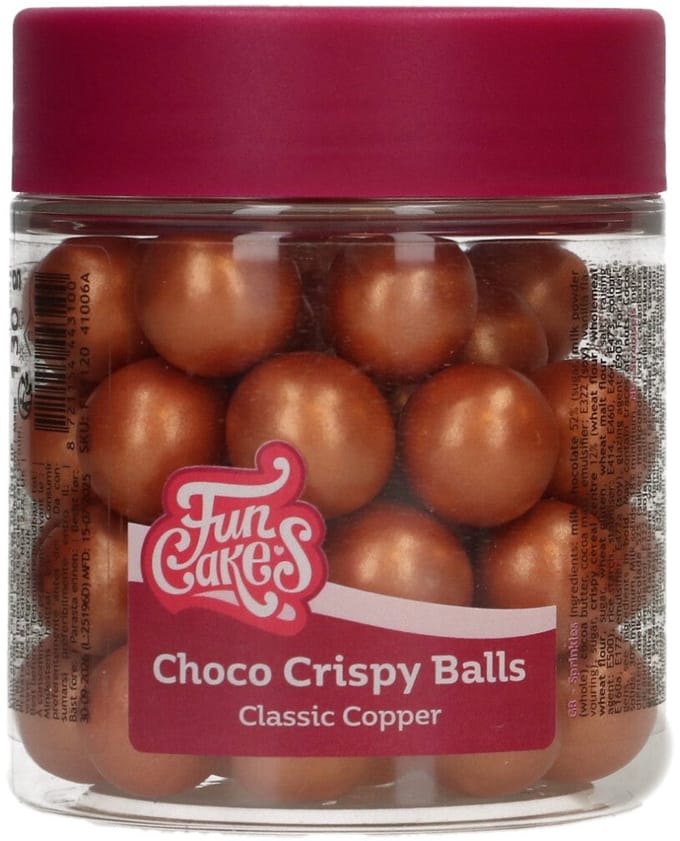 FunCakes Choco Crispy Balls - Classic Copper - 130g - Eetbare Taartdecoratie - Taarttoppers - Chocolade Decoratie