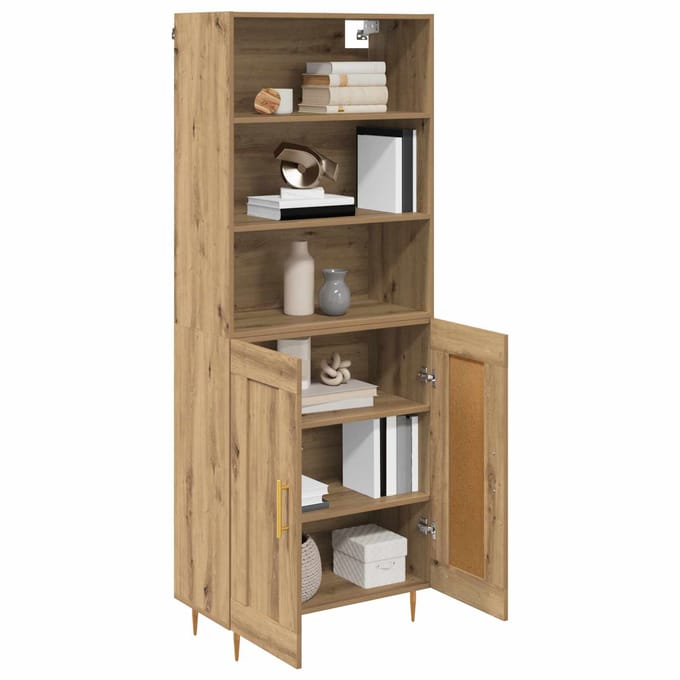 vidaXL - Highboard - Artisan - Eiken - 69,5 - x - 34 - x - 180 - cm - Bewerkt - hout