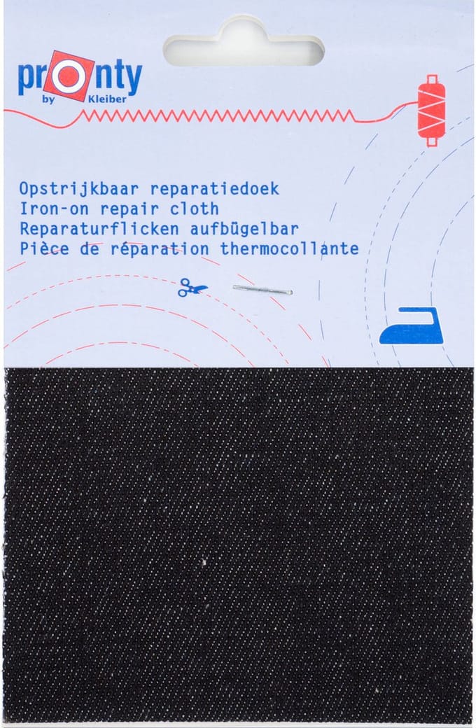 Pronty opstrijkbaar reparatiedoek kleur: zwart. / 10x40 cm, Per Stuk.