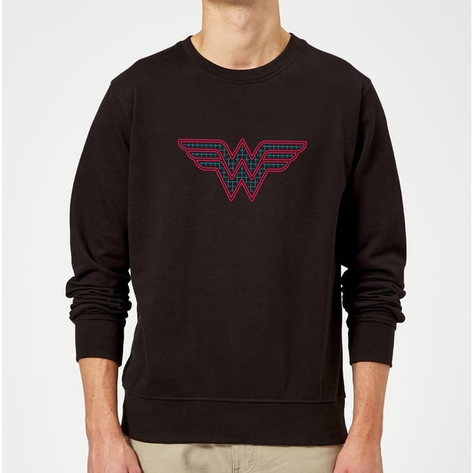 Justice League Wonder Woman Retro Grid Logo Sweatshirt - Black - M