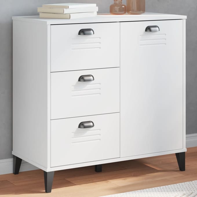 vidaXL - Dressoir - VIKEN - 80x40x80 - cm - bewerkt - hout - wit
