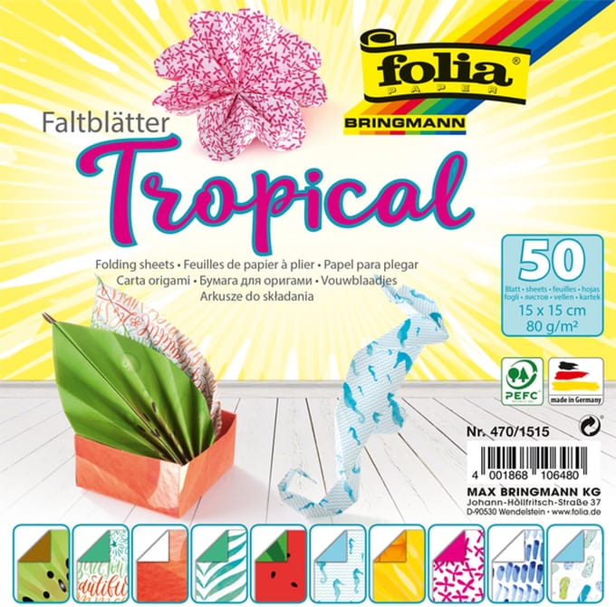 Vouwblaadjes folia 80gr 15x15cm 50v 2z tropical | 140 stuks