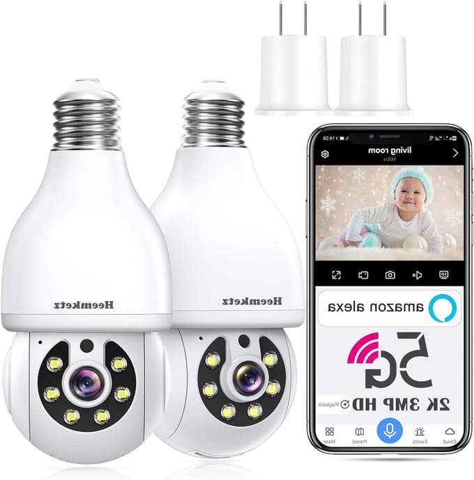 Gloeilamp Beveiligingscamera - Dome Camera WiFi Camera - Huisbewaking - 360 Graden Rotatie - 2K/3MP HD - Wit