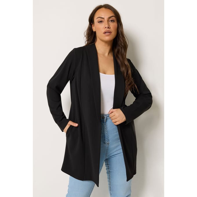 Yours Zwarte Scuba Blazer Met Sjaalkraag Size 42