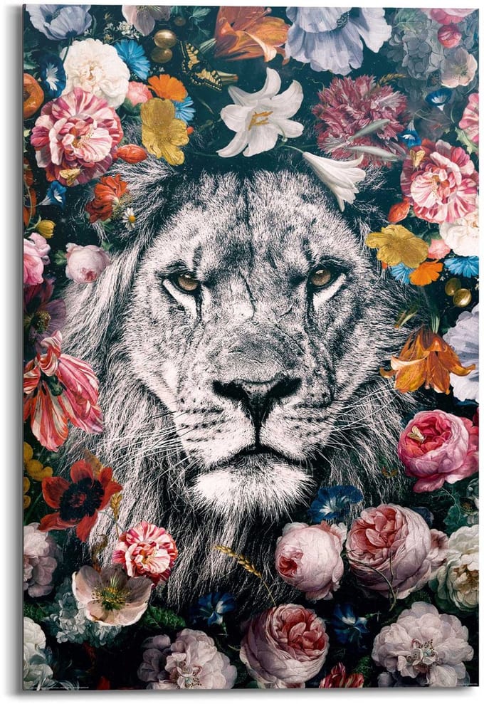 Schilderij Jungle leeuw - 90 x 60 - Hout - REINDERS