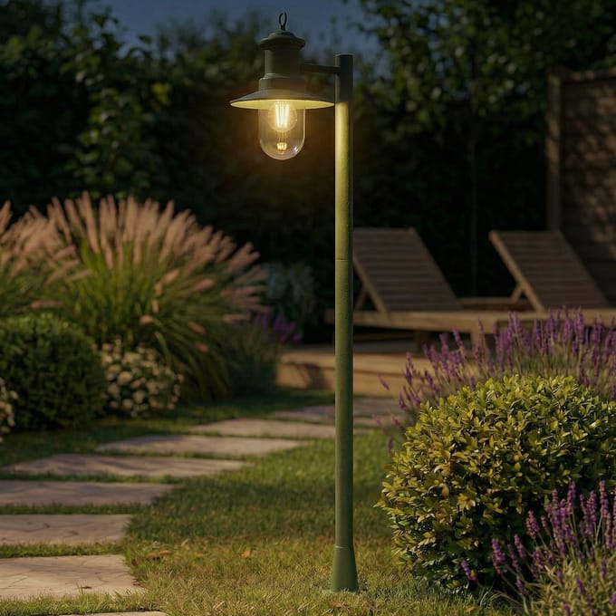 Lindby - Tuinpad verlichting - 1licht - Staal, glas - H: 110 cm - E27 - groen