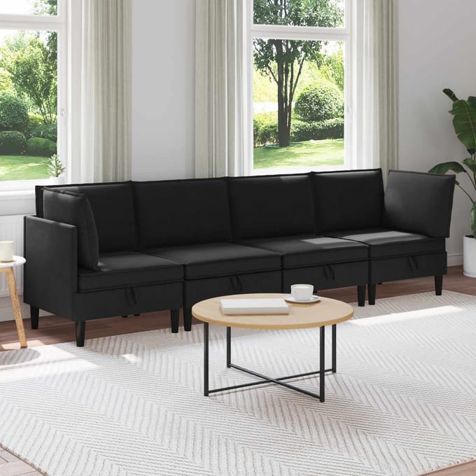 vidaXL - Woonkamer - Meubelset - 4 - st - Zwart - Stof