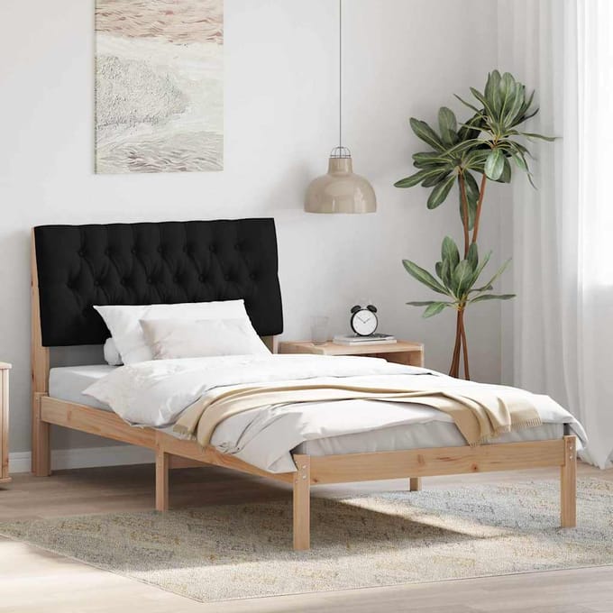 vidaXL - Bedframe - met - Gevoerde - Hoofdbord - Bruin - 100 - x - 200 - cm