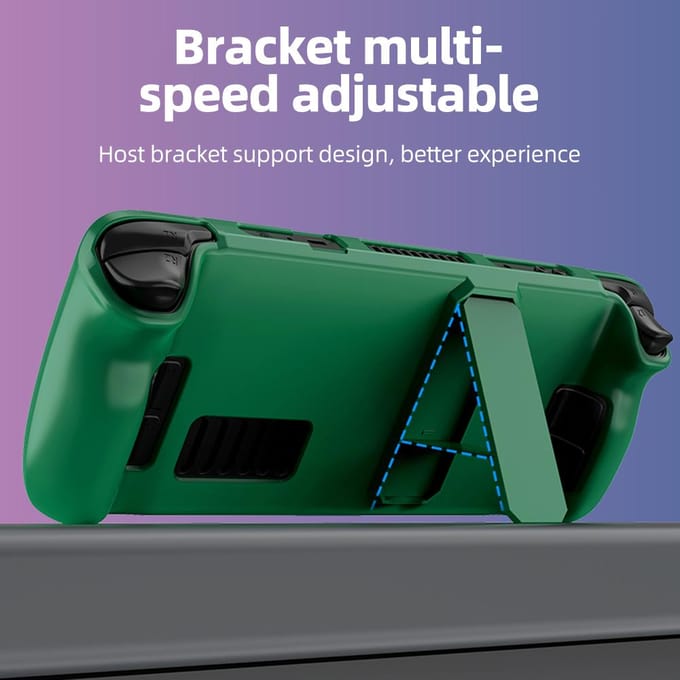 Voor Steam Deck Game Console Beschermhoes met Beugel Schokbestendige Behuizing Harde PC-hoes Antislip Voor Valve Steam Deck Accessoires groen