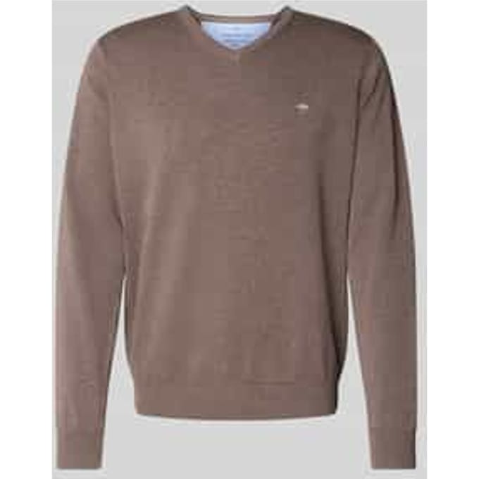 Fynch-Hatton V-hals Trui Bruin 100% Katoen Regular Fit - S