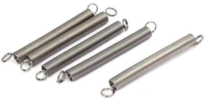 Set van 5 RVS 304 Spiraalveren met Dubbele Haak - 0.5mm x 5mm x 50mm