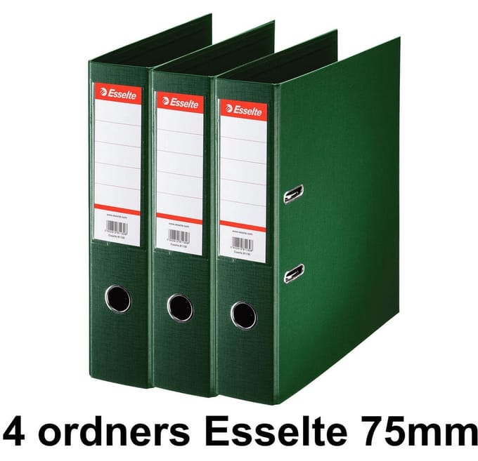 4 x Ordner Esselte Basic - kunststof - rug 75mm - groen