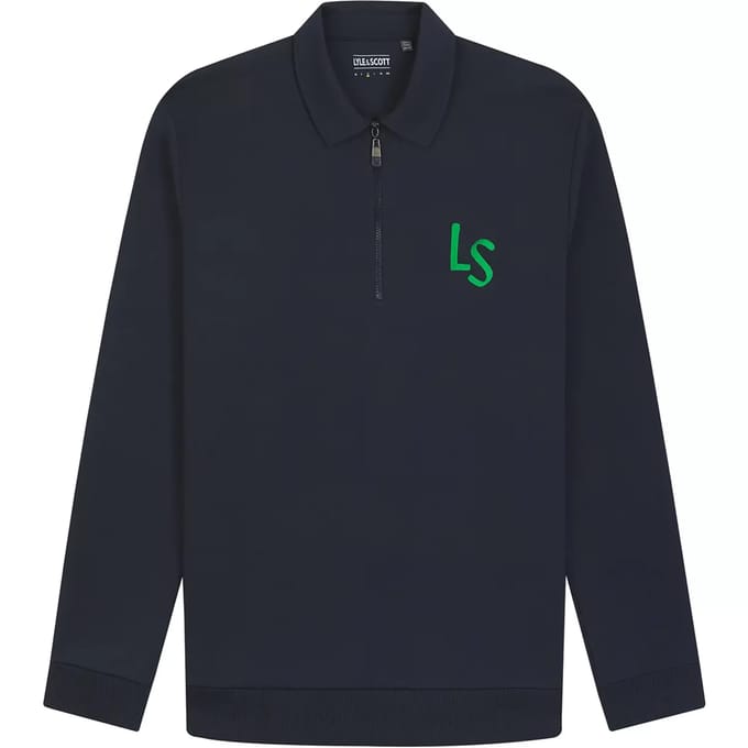 Lyle & Scott Heren Golf LS Logo 1/4 Zip Sweatshirt in Marineblauw
