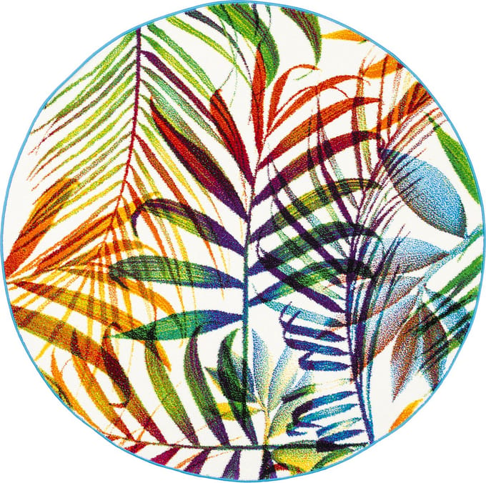 Pergamon Vloerkleed Designer Faro Tropical Kleurrijke Twijgen Rond