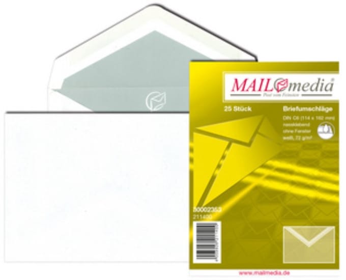 1x25 Enveloppen     DIN LANG, 70 g, wit