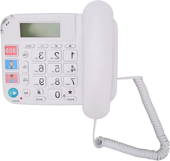 Vaste Telefoon - Senioren Telefoon - Gemakkelijk Bellen - Grote Knoppen LCD - 21 x 20 x 7 cm - Wit