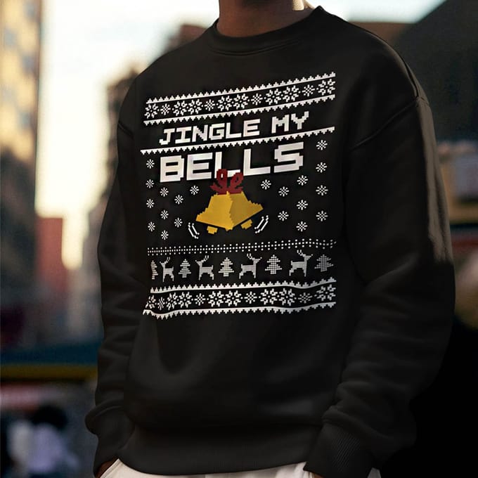 Foute Kerst Trui Zwart Jingle My Bells S