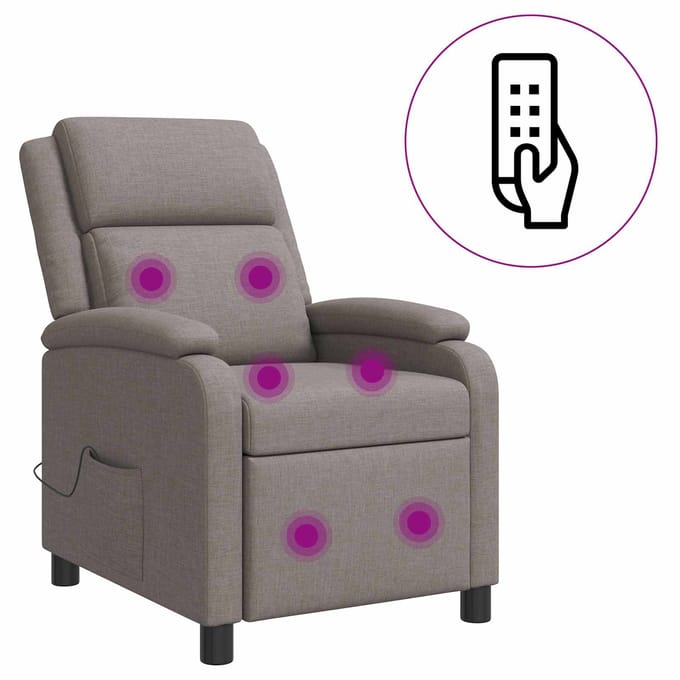 vidaXL - Massage - Relaxstoel - Taupe - Stof