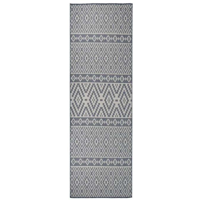 vidaXL - Buitenkleed - met - patroon - platgeweven - 80x250 - cm - blauw