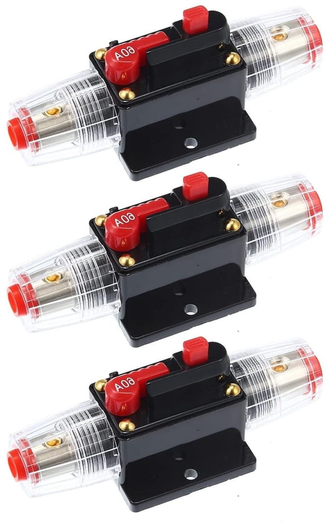 Zekeringhouder - Automatische Zekering - Overbelasting Voorkomen - Handmatige Reset - 3 stuks - Zilver