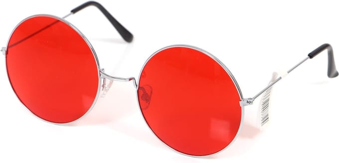 Mega hippie bril rood - hippie - 60's