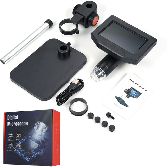 4.3 inch Digitale Microscoop Camera HD Inspectiecamera 1080P 1X1000X Draagbare Muntmicroscopen zwart