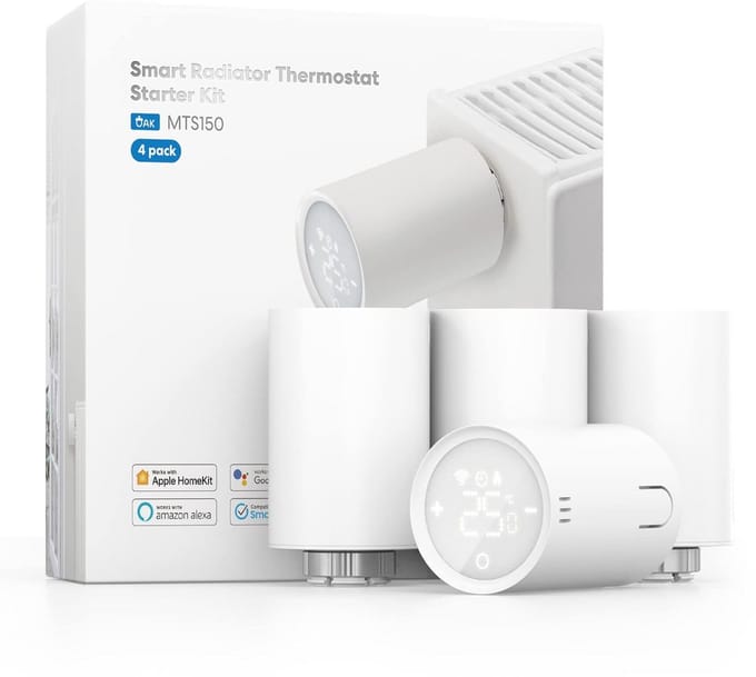 Slimme Wifi Verwarmingsthermostaat voor HomeKit - Compatibel met Siri, Alexa & Google - 4 Stuks - Wit