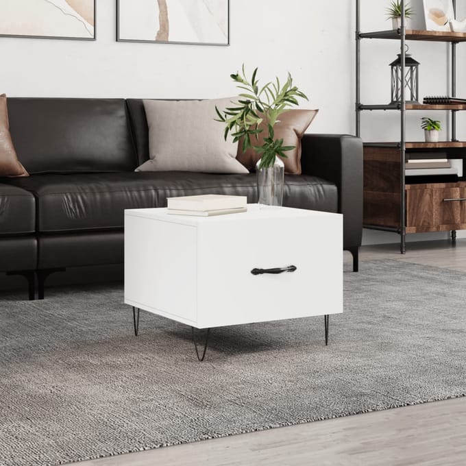 vidaXL - Salontafel - 50x50x40 - cm - bewerkt - hout - wit